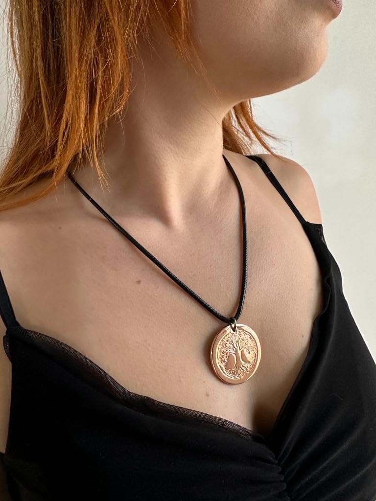 DEMMEX Pure Copper Tree of Life Pendant Necklace for Men and Women, 2.5mm Thick, 1.5 Inches Diameter, Uncoated, Handmade in Turkey - Polish with Salt-Lemon Mix (Copper)