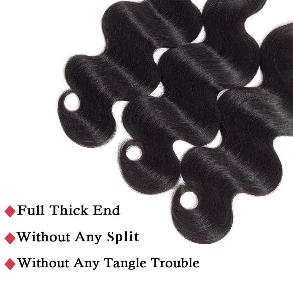 12A Body Wave Bundles Human Hair 20 22 24 inch Human Hair Bundles 100% Unprocessed Brazilian Virgin 3 bundles Body Wave Bundles for Woman Natural Color（20 22 24inch）