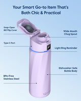 Boost Smart Water Bottle that Reminds You to Drink, 24oz BPA-Free Stainless Steel Vacuum Insulated Bottle, Wide Mouth Water Tracker Bottle with APP, Ideal Gift for Christmas, Halloween, New Year