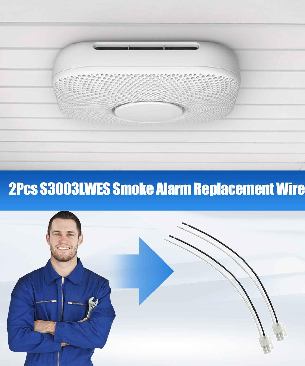 2Pcs S3003LWES Smoke Alarm Replacement Wire Fits for Google Nest Protect Smoke Alarm 120V Replaces (Not Fit for Other Nest Devices)