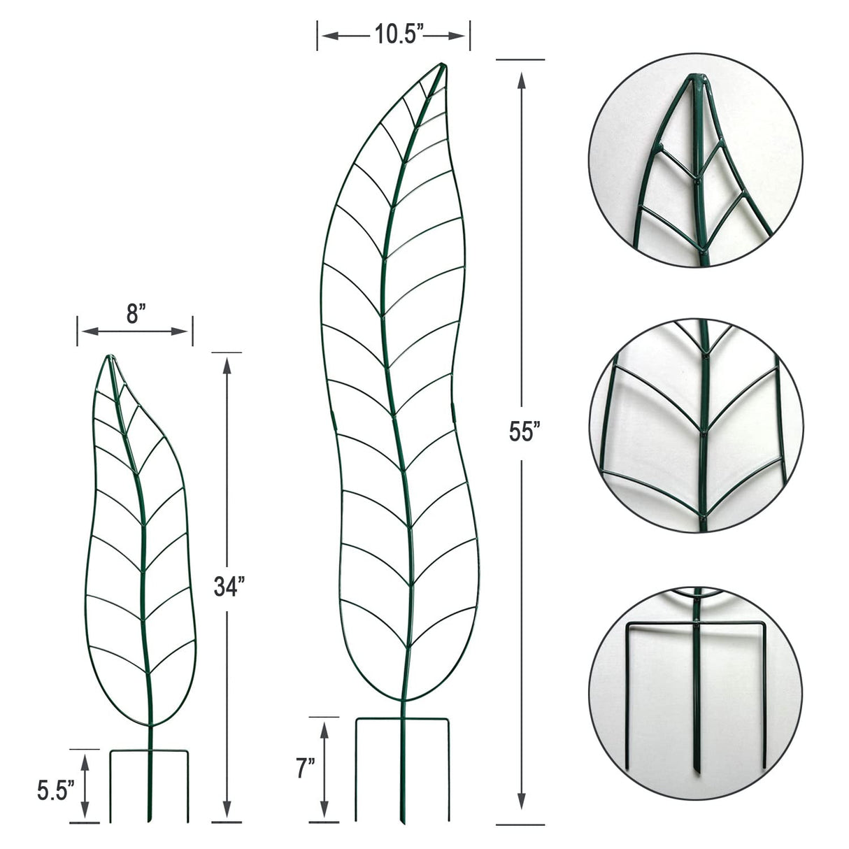 Garden Trellis Plant Support Trellis Green Leaf Trellis Garden Decoration for Climbing Vines Floral Metal Trellis Set of 2（Green）