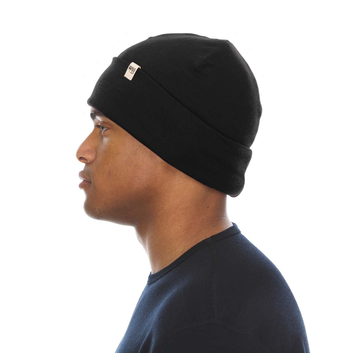 100% Merino Wool Cuff Beanie - Mens & Womens Warm Winter Hat - Watch Cap - Toque - Novelty Beanie - Black