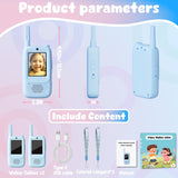 Video Walkie Talkie Toys for Age 3-12 Boys, 2 Pack Rechargeable Walkie Talkies with Screen, Christmas Birthday Gifts for Boys Kids Indoor Outdoor Camping (Blue)