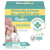 Pampers Baby Wipes, Sensitive, Water Based Wipe, Clinically Proven, Hypoallergenic, and Unscented for Babies, 1008 Wipes Total (12 Flip-Top Packs)