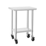 HARDURA Stainless Steel Commercial Table Prep & Work Table with Casters Heavy Duty Metal Table with Wheels NSF 430 18×24 Inches