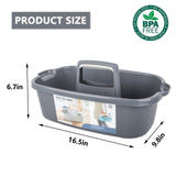 JiatuA Large Cleaning Supplies Caddy Portable Shower Basket Supply Organizer with Handle Plastic Bucket Tool Storage for Bathroom, Bedroom, Kitchen, College Dorm, Garden, Dark Gray