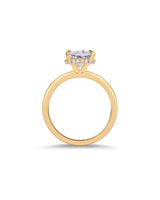 PAVOI 14K Yellow Gold Plated Radiant Cut Engagement Ring for Women | Hidden Halo Ring | Size 5