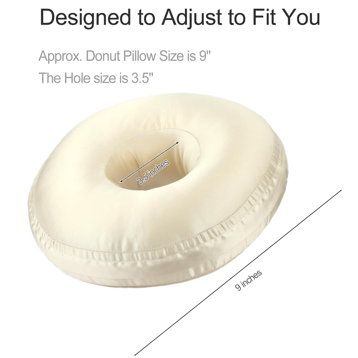 Washable Silky Satin Ear Piercing Pillow with Removable Pillowcase Smooth Cooling Donut Pillows Hole for Ear Pain Relief CNH Sleeping Pressure Sore Side Sleepers Ear Guard Protector, Champagne