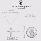 M SHUYUN Silver Cross Necklace for Mother's Day, Handcrafted from S925 Sterling Silver, White Gold Plated. Timeless Design, Bringing Luck, Protection & Faith. Cross Faith Pendant Necklace for Women.