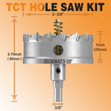 3-3/8" TCT Hole Saw for Hard Metal, Heavy Duty 85mm Tungsten Carbide Tipped Hole Cutter with Spring-Loaded Pilot Drill Bit for Stainless Steel, Metal, Iron, and Plastic.