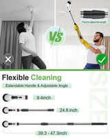 Electric Spin Scrubber, Cordless Power Cleaning Brush with 9 Replaceable Brush Heads, Bathroom Scrubber with Extension Arm, 2-Speed Motorized Tile Floor Scrubber for Tub, Sink, Wheel, White-ra1