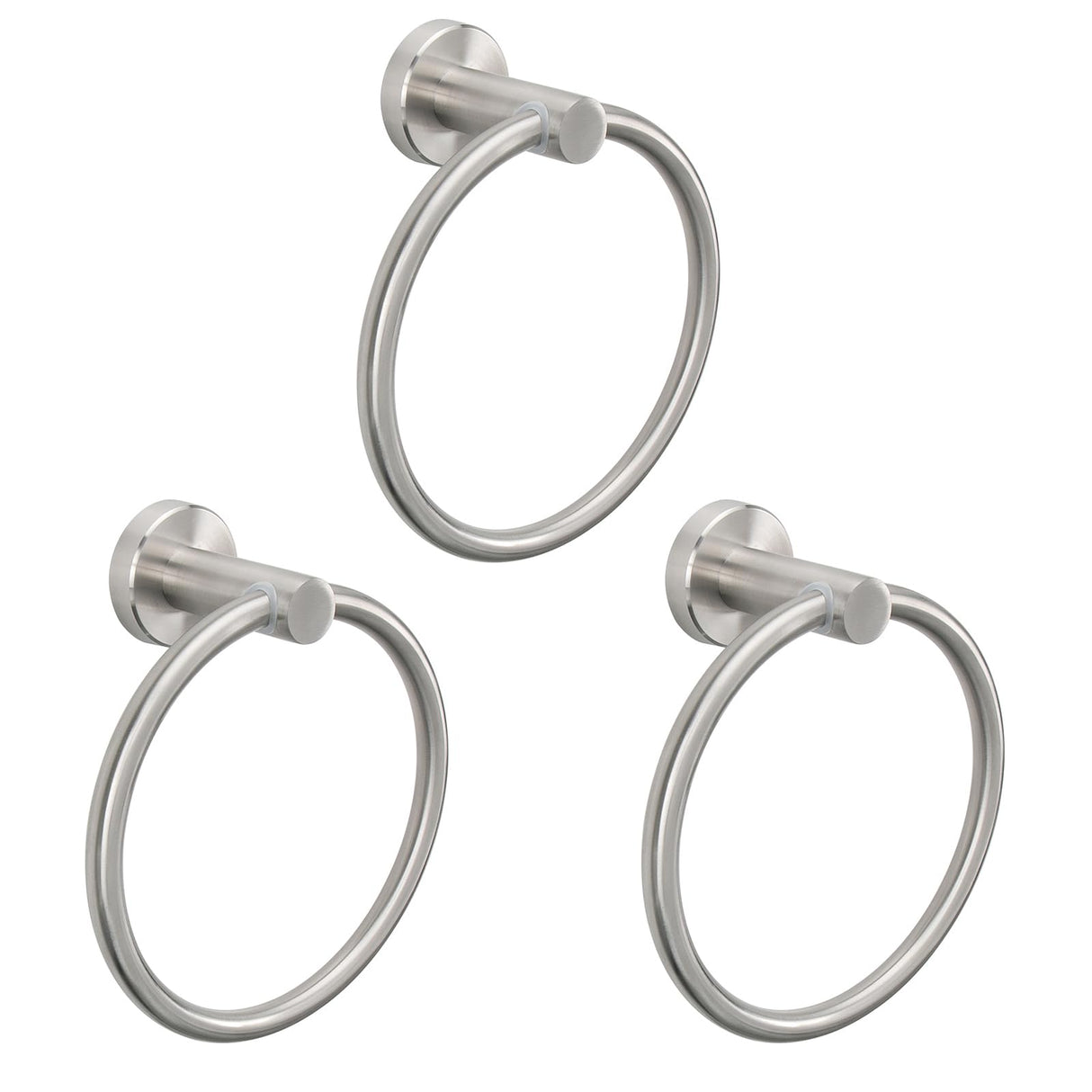 NearMoon Bath Towel Ring, Bathroom Hardware Accessories-Thicken Stainless Steel Hand Towel Holder for Bathroom, Modern Round Towel Hanger Wall Mounted (Brushed Nickel, 3 Pack)