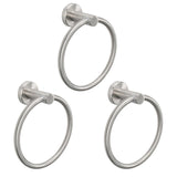 NearMoon Bath Towel Ring, Bathroom Hardware Accessories-Thicken Stainless Steel Hand Towel Holder for Bathroom, Modern Round Towel Hanger Wall Mounted (Brushed Nickel, 3 Pack)