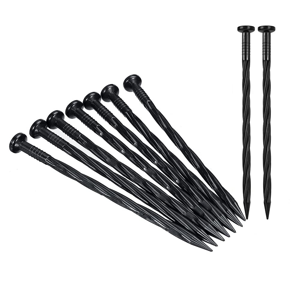 COBARYEN Plastic Landscape Anchoring Spikes 100 Pcs 8 Inch Nylon Spiral Landscape Spikes for Yard, Garden Lawn, Weed Barriers, Artificial Turf, Tent