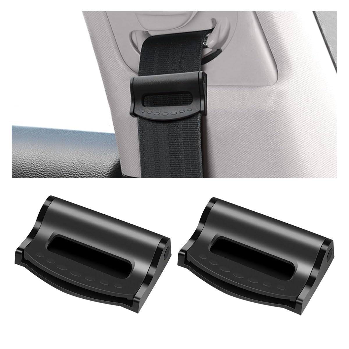 2PCS Car Seatbelt Adjuster, Universal Auto Seat Belt Clips for Adults/Kids, Comfort Car Shoulder Neck Protector Strap Positioner, Seatbelt Locator Retainer Locking Clips for Car, SUV (Black)
