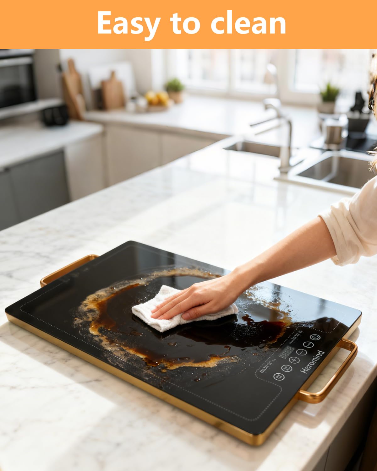 Electric Warming Tray 20" x 12", Glass-Top Full-Surface Food Warmer with Adjustable Temperature & Timer, Warming Trays for Buffets Party, Sabbath, Holiday Parties, Daily Dining