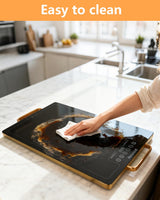 Electric Warming Tray 20" x 12", Glass-Top Full-Surface Food Warmer with Adjustable Temperature & Timer, Warming Trays for Buffets Party, Sabbath, Holiday Parties, Daily Dining