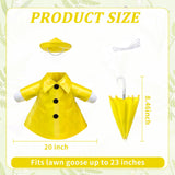 PaLuQiYa 3 Pcs/Set Raincoat Porch Goose Outfits, Summer Lawn Goose Statue Raincoat Costume, Yard Goose Clothes Raincoats Umbrella Hat Outfit for 23" Statue Patio Garden Decoration Yellow