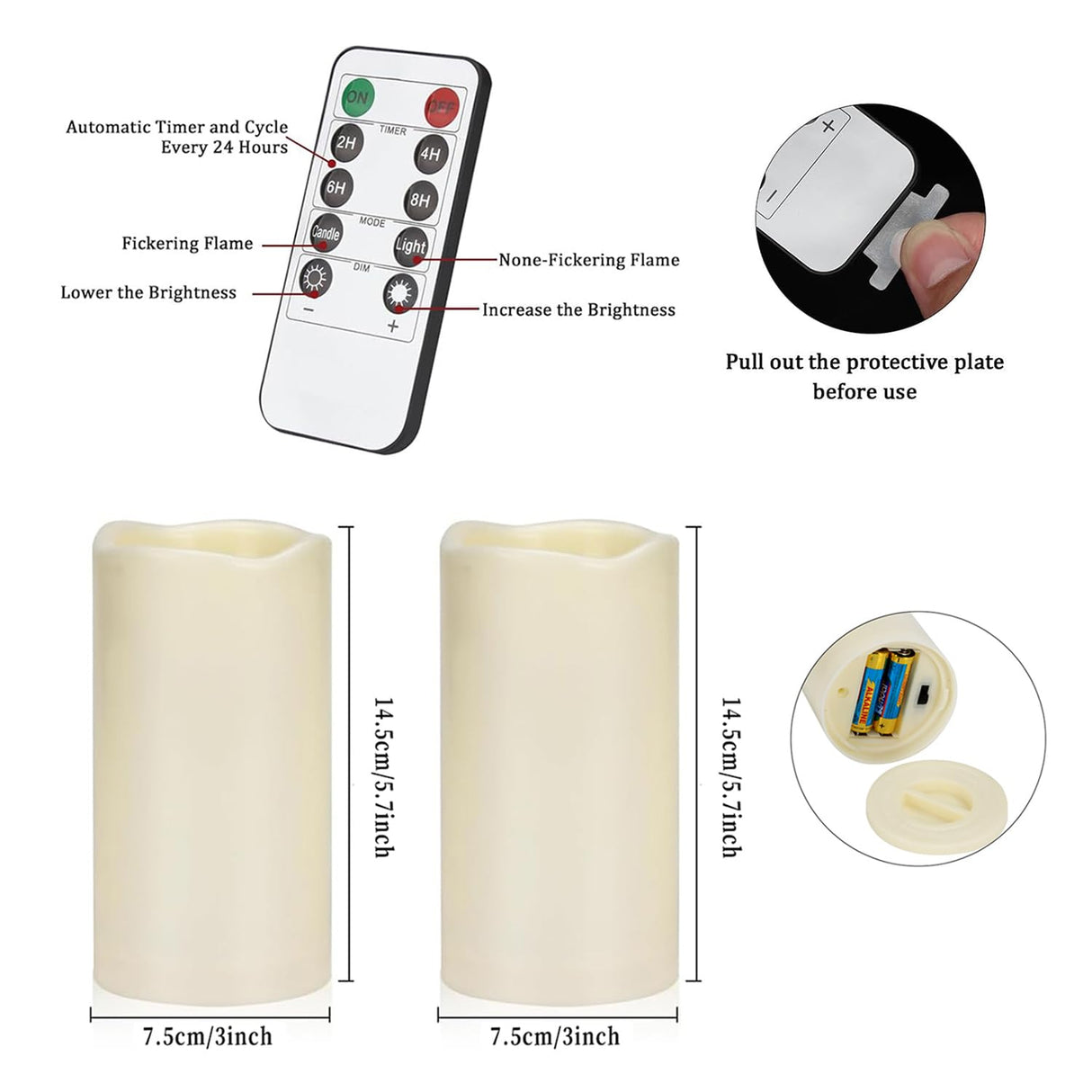 Artmarry 12Pcs Flickering Flameless Candles Waterproof Large (D 3" x H 6") LED Candles, Fake Pillar Outdoor Indoor Battery Operated Candles with Remote for Home/Wedding/Christmas/Holiday Décor