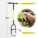 Jardineer Manual Core Aerator Lawn Tool with 2 Hollow Tines, 38" Sharp Grass Aerator for Compacted Soil & Yard Care, Heavy Duty Garden Aerating Tool with Anti-Slip Foot Bar & T-Handle for Lawn Health