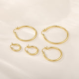 YUVOLA 14k Yellow Gold Hoop Earrings for Women Real Gold 16mm Classic Round Polished Hoops 2mm Thickness