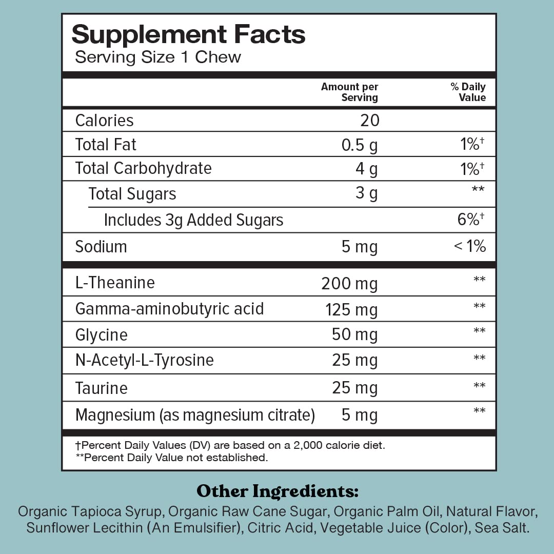 Chewsy So Long Stress, Calm Fruity Chews, Stay Calm & Focused. w/L-theanine, Amino Acid, GABA, Glycine, Tyrosine, Taurine & Magnesium. Non-GMO and Gluten-Free. Tropical Fruity Chews, 30-Day Supply