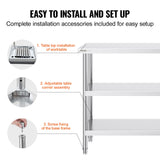 VEVOR Stainless Steel Food Prep Table, 14 x 48 x 34 Inch Commercial Kitchen Worktable, with 2 Adjustable Undershelf, Heavy Duty Prep Metal Work Tables for BBQ, Kitchen, Home, and Garage