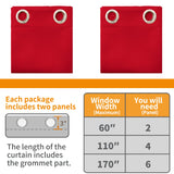 YoungsTex Red Blackout Curtains 63 Inch Length for Bedroom - Grommet Room Darkening Window Drapes Thermal Insulated for Christmas Living Room, 2 Panels, 42 x 63 Inch