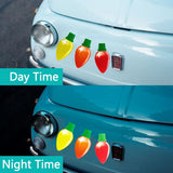 190PCS Christmas Car Refrigerator Decorations - 90 Reflective Bulb Light Shaped Magnets 100 Magnetic Wires Ornaments Set Xmas Holiday Cute Decor