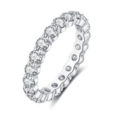 IMOLOVE Moissanite Wedding Band for Women, 3MM 18K White Gold Plated Sterling Silver Full Eternity Ring D Color VVS1 Round Cut Anniversary Promise Jewelry Size 8– Shine Bright, Spend Light