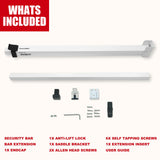 SECURITYMAN Sliding Door Security Bar-Child Proof Sliding Door Lock Bar with Anti Lift Lock - Fits Most Doors & Windows - Adjustable Patio Door Security Bar (18.75"- 51.1") - White