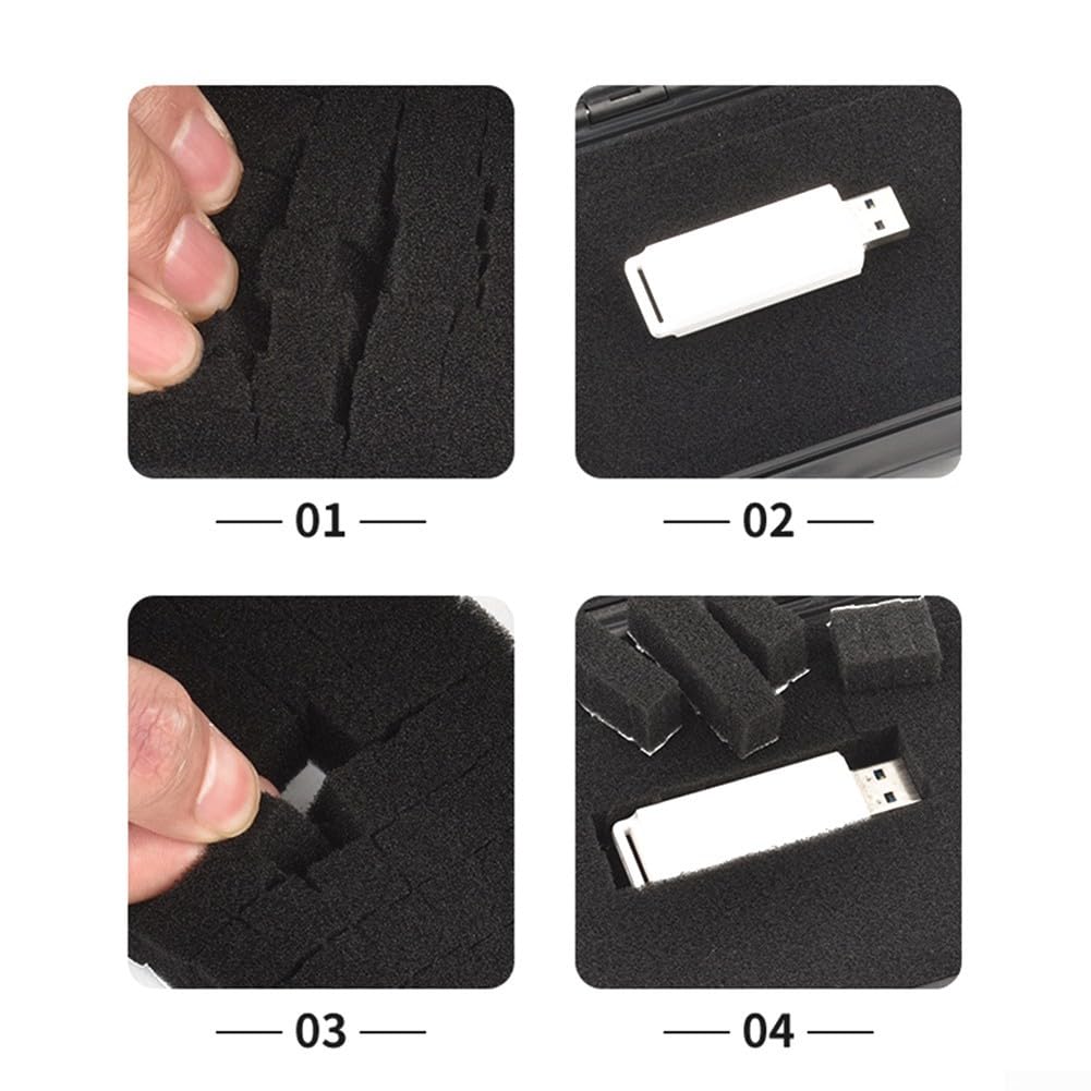 Oniissy Ruggedized Plastic Tool Box, Waterproof Carry Tool Case Safety Instrument Tool Box ABS Plastic Storage Toolbox,Sealed Safety Case For Hardware Tools, Cameras, Instruments(Black)