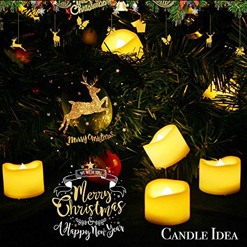 CANDLE IDEA 48 PCS LED Flameless Flickering Tea Lights Votive Candle Battery Operated/Electric Flicker LED Tealight Bulk Fake Candles for Halloween Christmas Wedding Party Decorations (Warm White)
