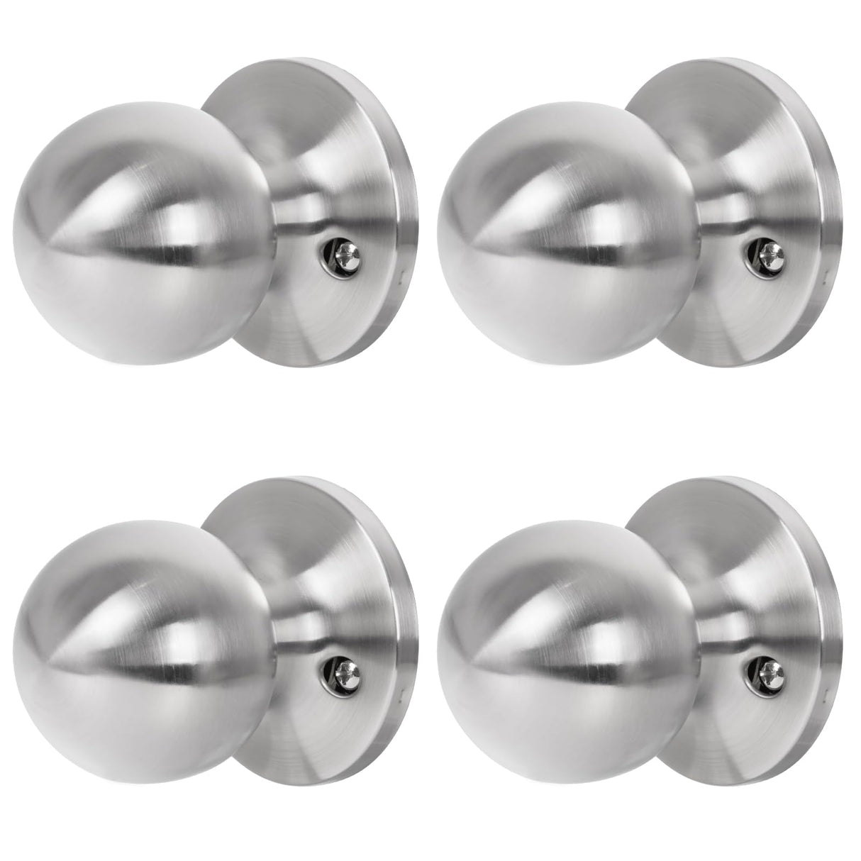 RAFECIEE Dummy Door Knob Without Lock, Closet Door Knob 4 Pack, Individual Non-Turning Single Side Brushed Nickel
