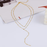 Foxgirl Lariat Gold Necklace for Women, Dainty Long Necklace 14k Gold Plated Satellite Y-Shaped Pendant Necklace Trendy Layered Chain Drop Necklaces Simple Gold Jewelry for Women Gift