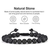 M MOOHAM Mens Beaded bracelets set, Natural Black Lava Rock Stone Bracelet