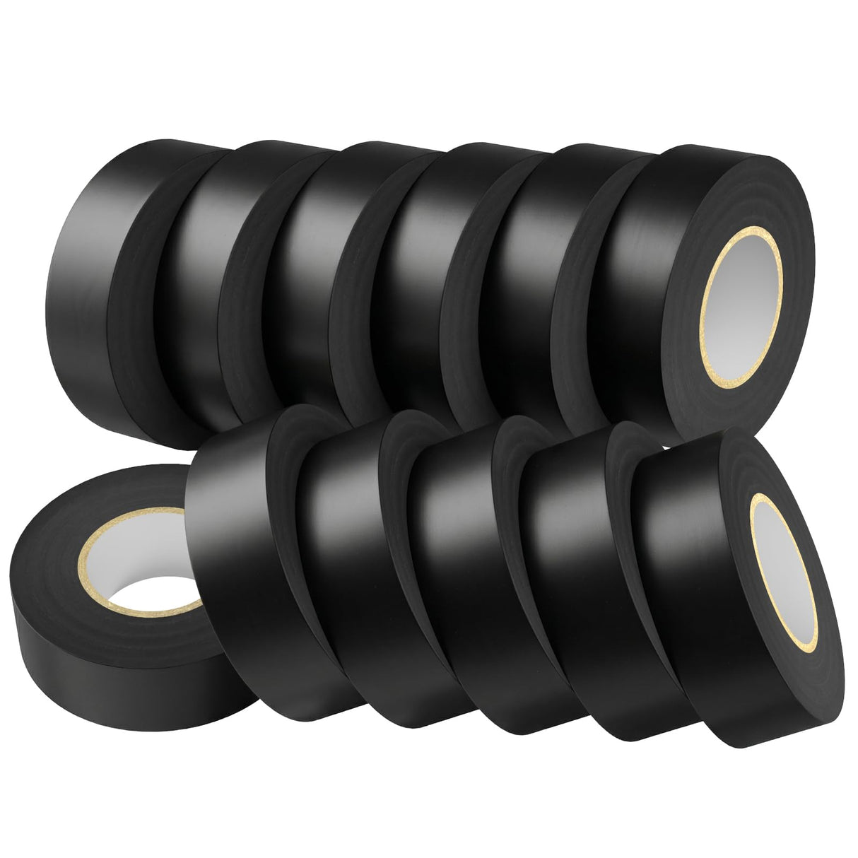 SWRT 12 Pack Black Electrical Tape Waterproof, 0.75 in x 66 FT High Temp Electric Tape Under 600V for All Weather - UV Protection - Flame Retardant