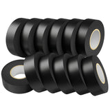 SWRT 12 Pack Black Electrical Tape Waterproof, 0.75 in x 66 FT High Temp Electric Tape Under 600V for All Weather - UV Protection - Flame Retardant