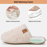 EverFoams Women's Fuzzy Slippers Cozy House Shoes Cream White, 9-10 US