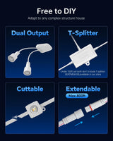 ASAHOM Permanent Outdoor Light Pro S108B, 100FT with 72 RGBCW 70lm LED, WLED Integration, AI Lighting, 30000 Lighting Effect Combination, IP67 Waterproof for Halloween Christmas and Daily Decor, White