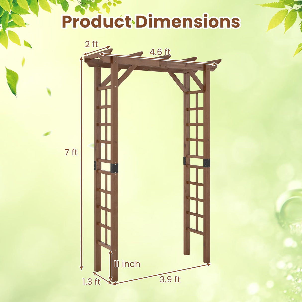 Giantex 7FT Wood Garden Arbor Trellis, Wooden Wedding Arch for Ceremony