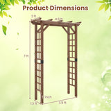 Giantex 7FT Wood Garden Arbor Trellis, Wooden Wedding Arch for Ceremony