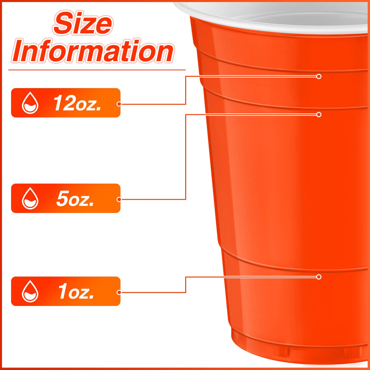 100 Pack 16 Ounce Halloween Plastic Party Cups Disposable Heavy Duty Drinking Water Cups for Holiday Christmas Festival Wedding New Year Party Supplies(Orange)