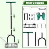 Bigwish 2-in-1 Lawn Aerator Tool with Interchangeable Spike & Plug Core Heads, Manual Lawn Aerator with Adjustable Handle, Heavy Duty Yard Aerator for Soil Loosening Lawn Care Garden Yard