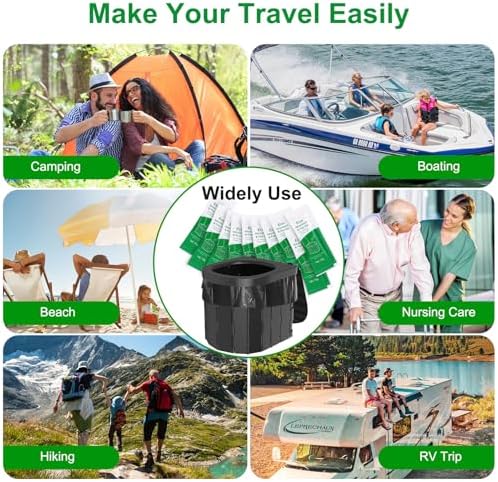 Portable Toilet Absorbent Gel Powder, Poo Gel for Camping Toilet Powder, Poo Urine Powder for Potty Bags, Poo Deodorizing Treatment for Outdoor Camping Hiking Emergency Toilet (100Pack)