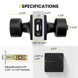 Goldenwarm Matte Black Door Knobs Interior, Privacy Bedroom Door Knob with Lock, Black Interior Door Knobs Bathroom 6 Pack