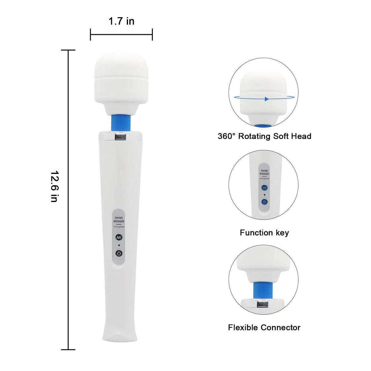 Babalake Cordless Hand Held Massager for Sore Muscles - Rechargeable Deep Tissue Percussion Wand, Neck Back & Shoulder Pain Relief, 10 Modes 5 Speeds, Portable & Wireless Electric Muscle Massagers