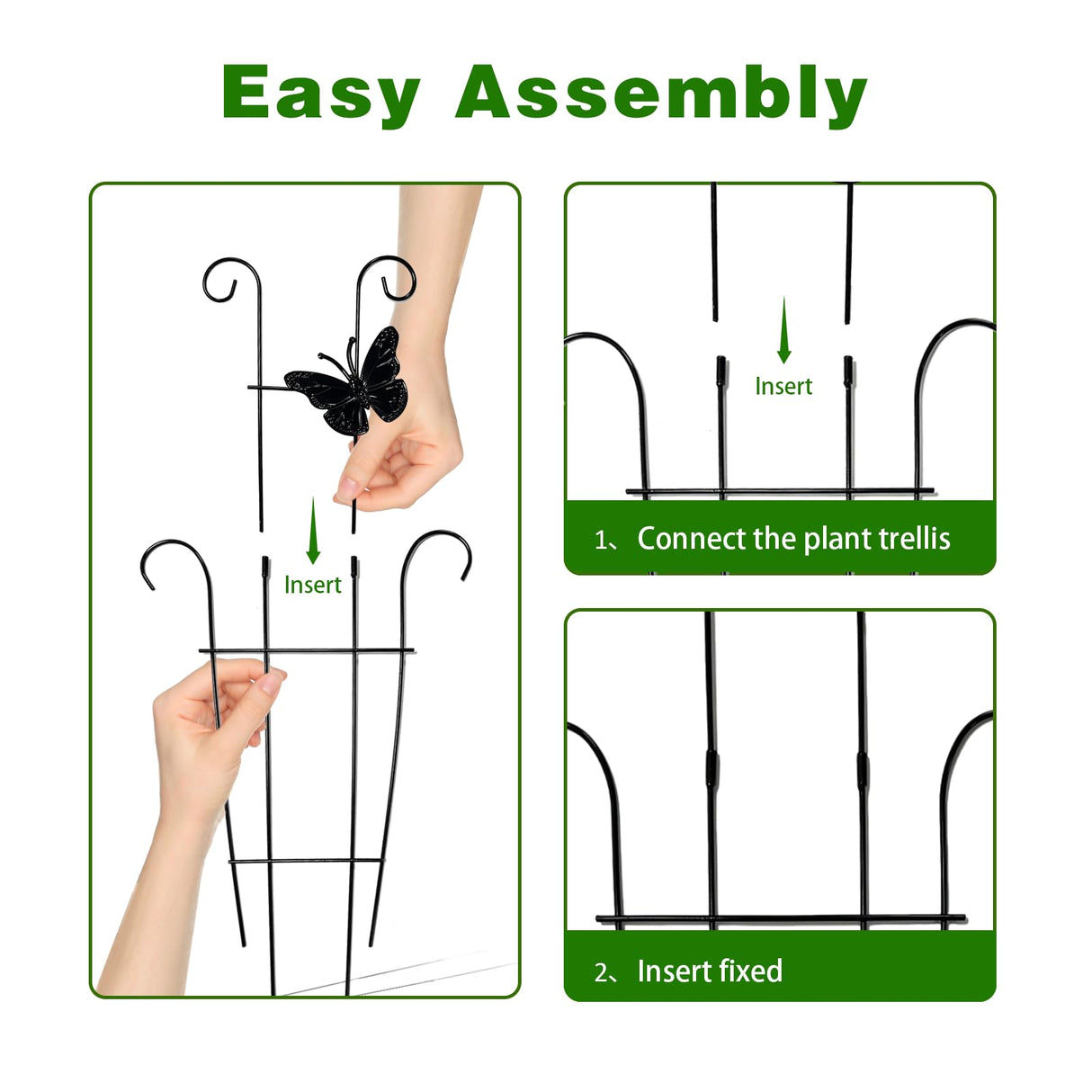 CHOUYUHE 23 Inch Plant Trellis for Potted Plants, Sturdy Metal Houseplant Trellis for Climbing Plants Indoor Outdoor, Rust-Resistant Plant Support for Monstera Pothos Ivy, 4 Pack (4, 23inch)