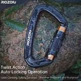 UIAA Certified Auto Locking Climbing Carabiner Clips 25KN Heavy Duty Large Locking Carabiner Clips for Rock/Ice Climbing Rappelling D Shaped 3.93 Inch, Large Size, Black