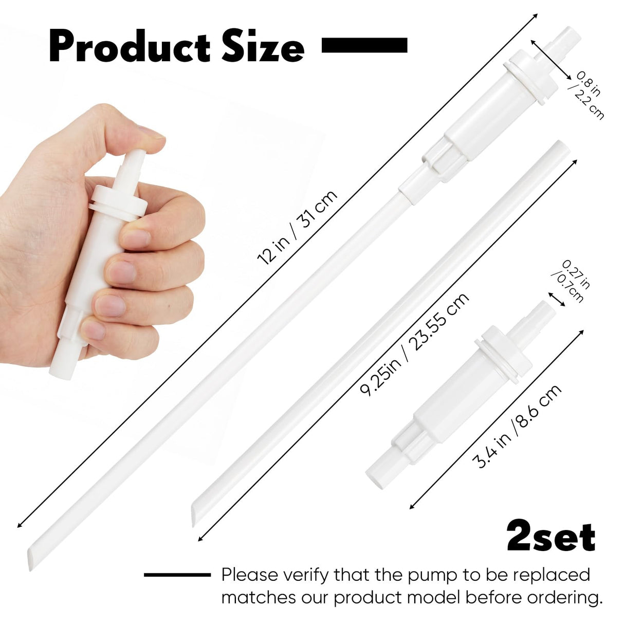 Sieral 2 Pcs Replacement Liquid Soap Dispenser Pump Only 12 Inch Sink Soap Pump Repair Parts Replacement with Straw, Compatible with General Sink Liquid, Suitable for Home Commercial, and Industrial